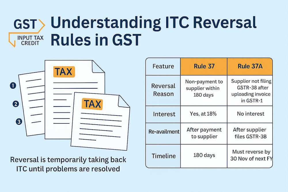 ITC Reversal & Re-claiming Under GST (Rule 37 & Rule 37A)