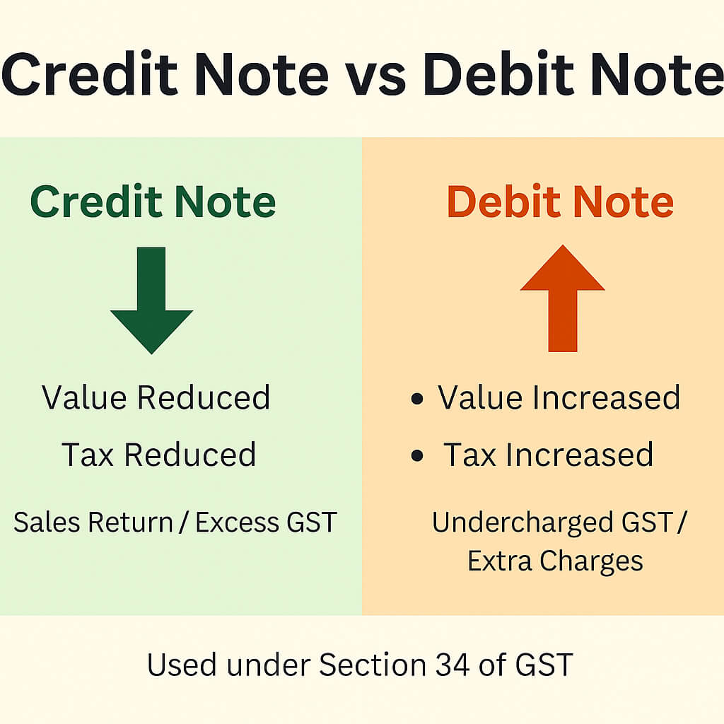 Credit Note vs Debit Note Under GST: Full Comparison - The Learn Notes