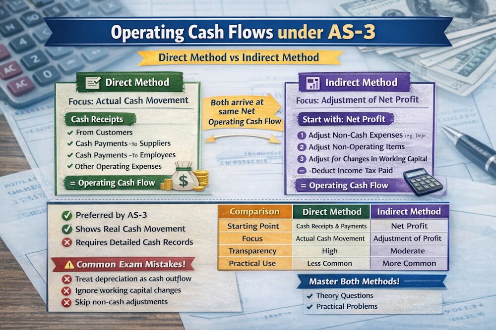 Operating Cash Flows under AS 3: Direct vs Indirect - The Learn Notes
